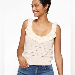 7 FOR ALL MANKIND Crochet Ruffle Tank Top Coastal, Feminine, sz small